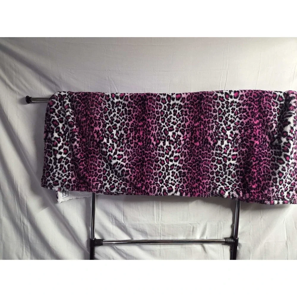 Minky Mama Patchwork Minky Blanket 46x57 Purple White Leopard‎ Plush Throw Soft
